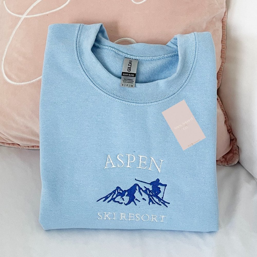 Aspen Ski Resort Embroidered Crewneck